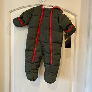 DKNY Olive and Red Kids One Piece Footie Bunting suit size 3-6 month